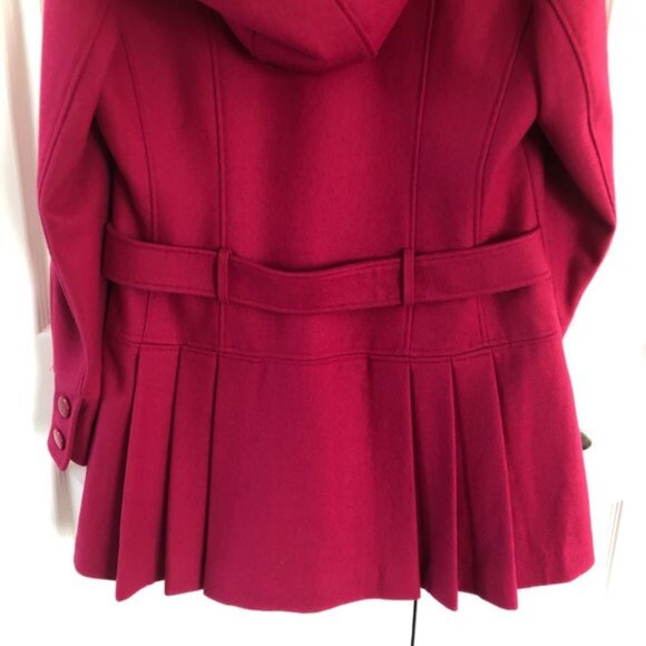 Decree Pink Peplum Hooded Wool Pea Coat - Picture 3 of 11